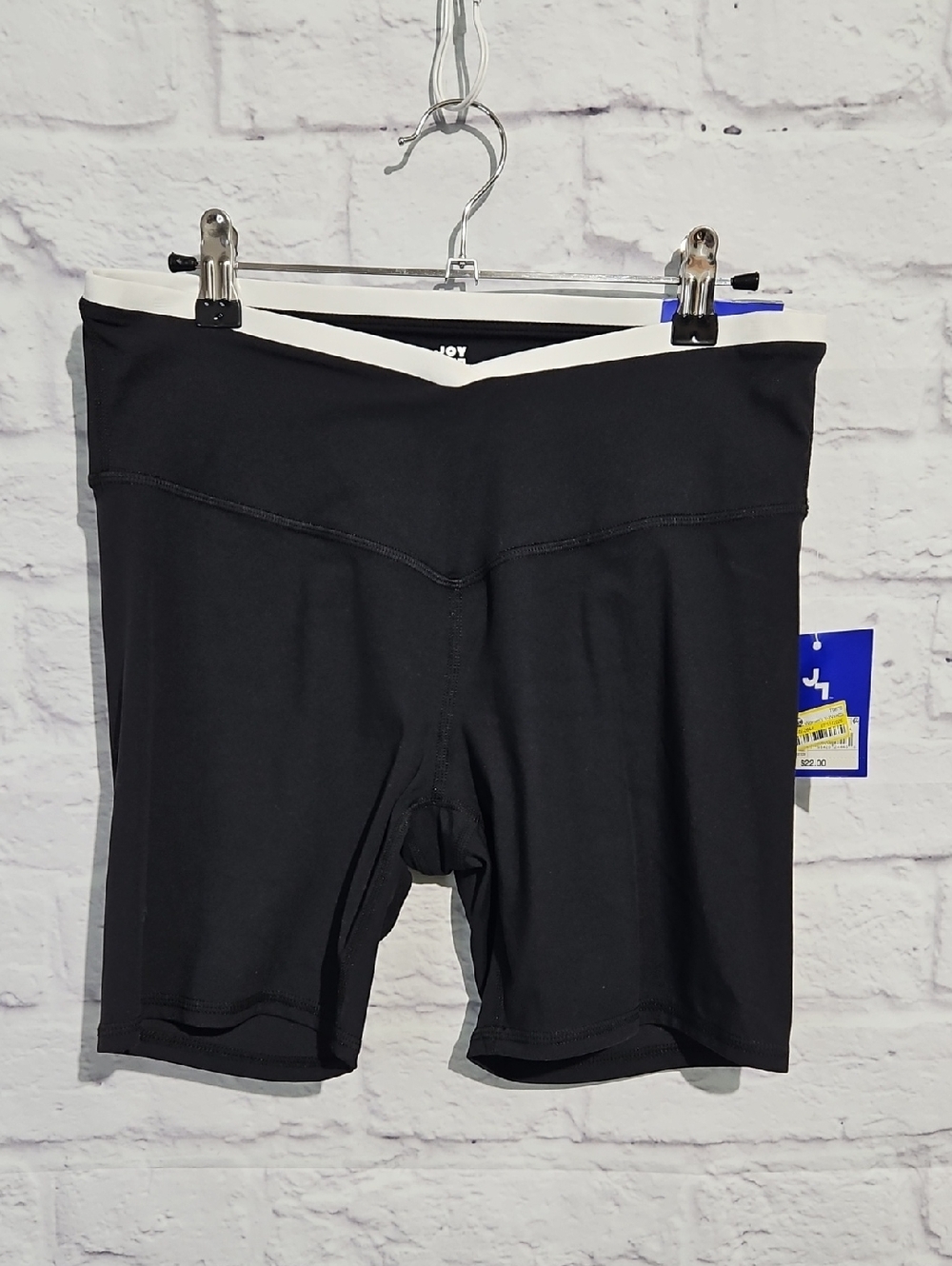 JoyLab Black Bike Shorts with White-Trim V Waistband